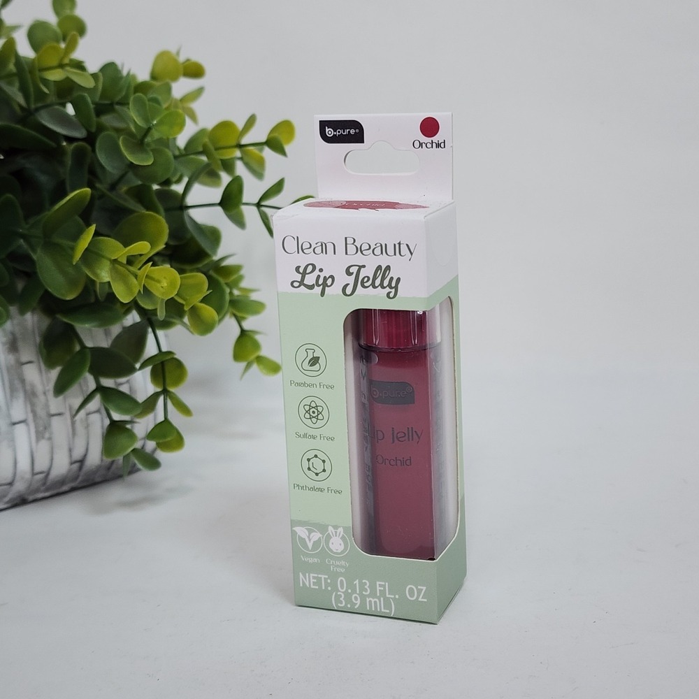 B-Pure Clean Beauty Lip Jelly, Vegan Cruelty Free Lip Gloss - Orchid